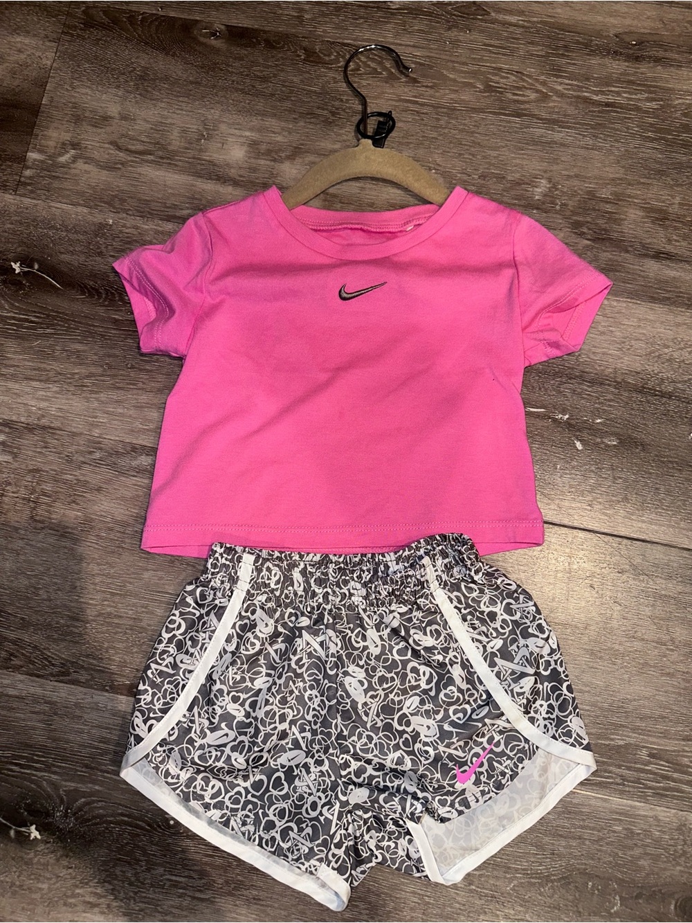 Nike Pink Girls shorts with White Swoosh